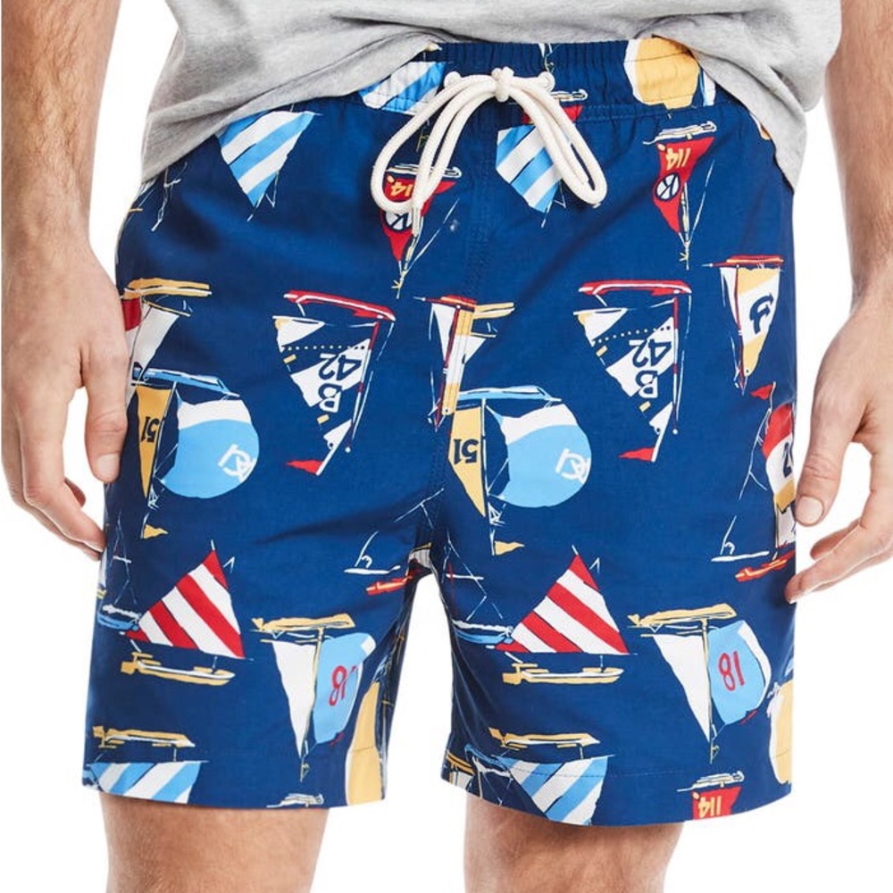 Brooks Brothers Sailboat Print Swim Trunks Size XL
